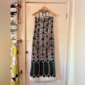1970s Green African Art Deco Dress